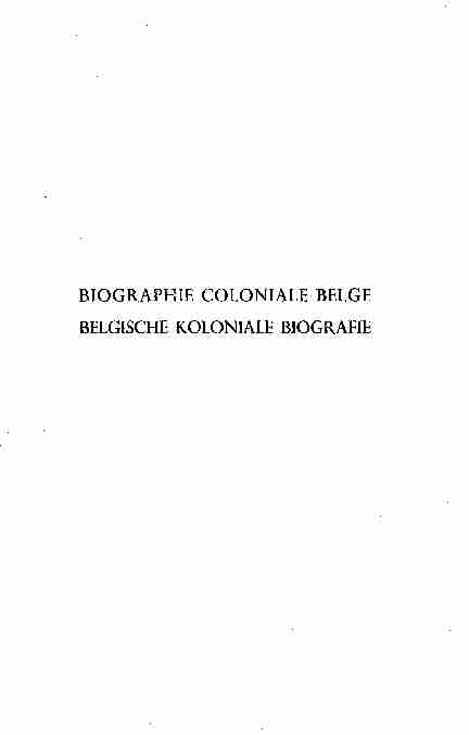 BIOGRAPHIE COLONIALE BELGE BELGISCHE KOLONIALE
