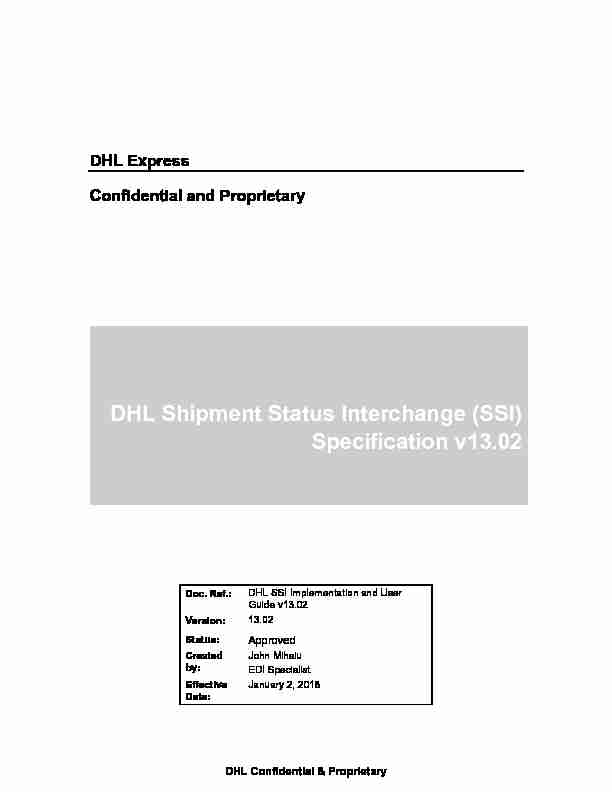[PDF] DHL Shipment Status Interchange (SSI) Specification v1302 - MyDHL