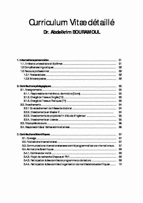 [PDF] Curriculum Vitæ détaillé - Université Abdelhamid Mehri Constantine 2