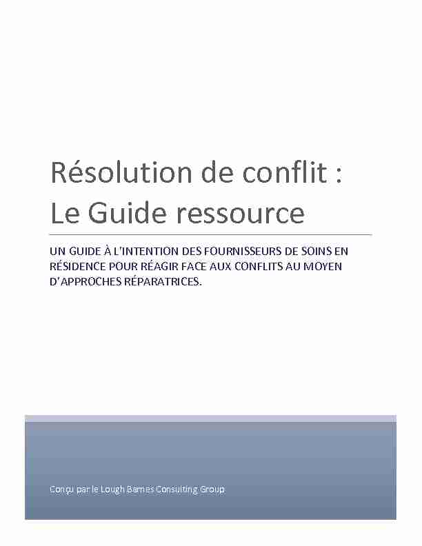 Résolution de conflit : Le Guide ressource
