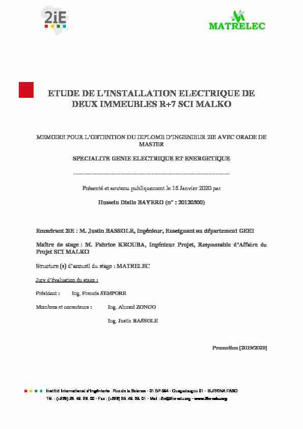 ETUDE DE LINSTALLATION ELECTRIQUE DE DEUX IMMEUBLES