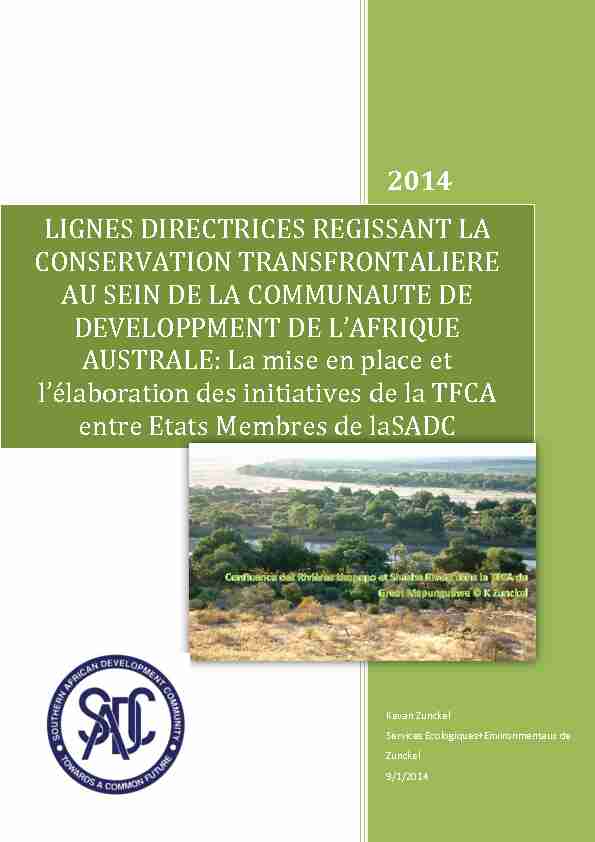 2014 LIGNES DIRECTRICES REGISSANT LA CONSERVATION