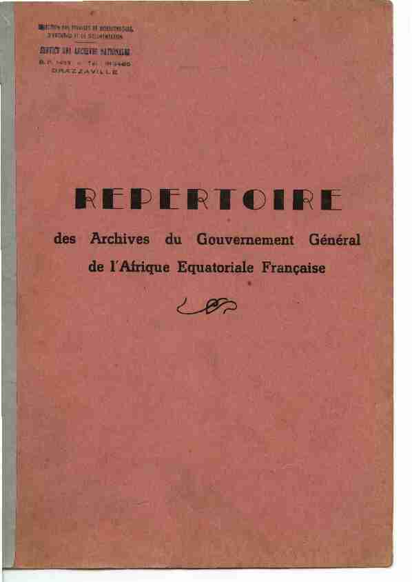 [PDF] Le fonds du gouvernement général - Archives de lAfrique