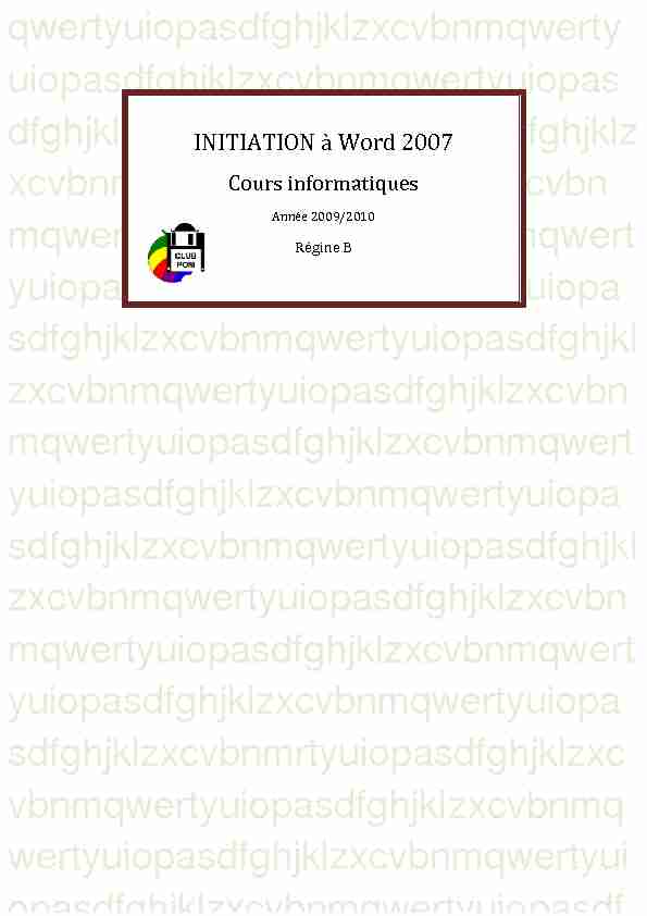 INITIATION à Word 2007 - mes fiches pratiques