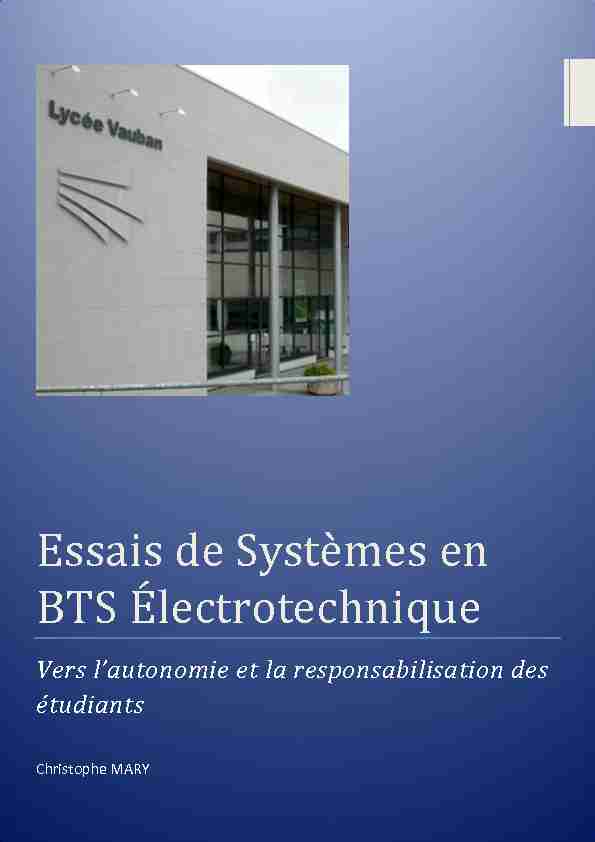 Essais de Systèmes en BTS Électrotechnique