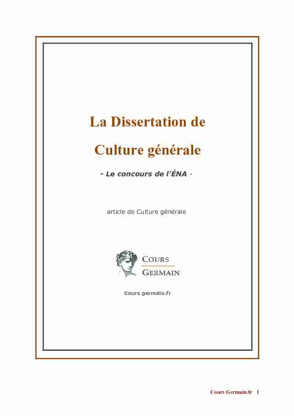 La Dissertation de Culture générale