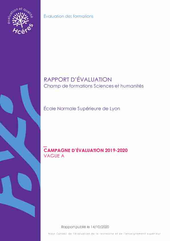 Rapport dévaluation - Ecole Normale Supérieure de Lyon