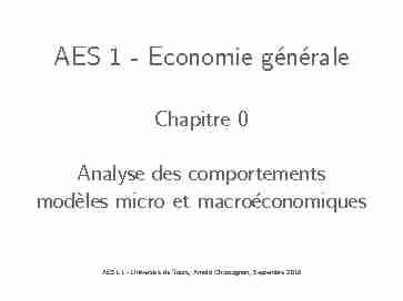 AES 1 - Economie générale - Chapitre 0 - Analyse des