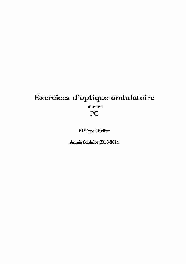 [PDF] Exercices doptique ondulatoire