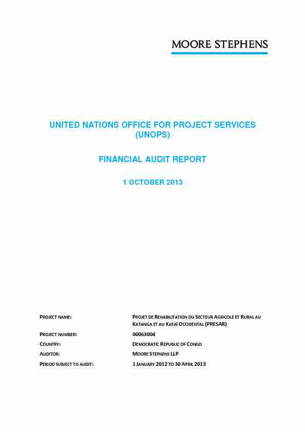 UNITED NATIONS OFFICE FOR PROJECT SERVICES (UNOPS