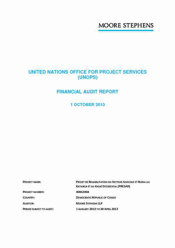 UNITED NATIONS OFFICE FOR PROJECT SERVICES (UNOPS