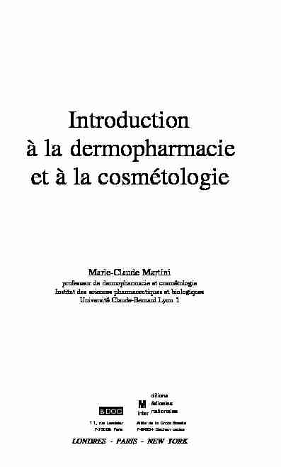 Introduction à la dermopharmacie et à la cosmétologie