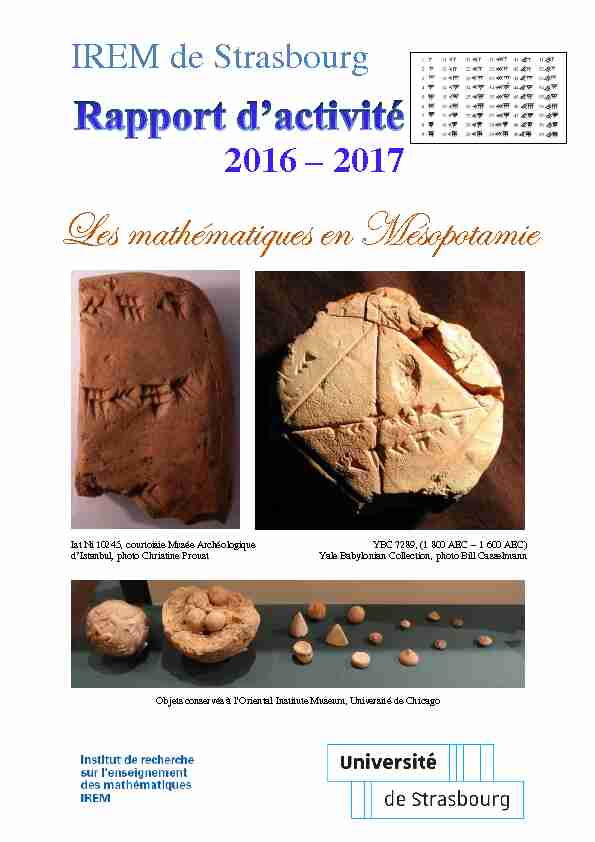 [PDF] Les mathématiques en Mésopotamie - UFR de mathématique et d