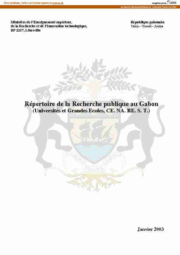 Répertoire de la Recherche publique au Gabon