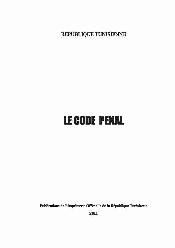 Tunisie - Code penal 2011 (www.droit-afrique.com)