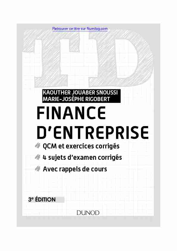 [PDF] FINANCE DENTREPRISE - Numilog