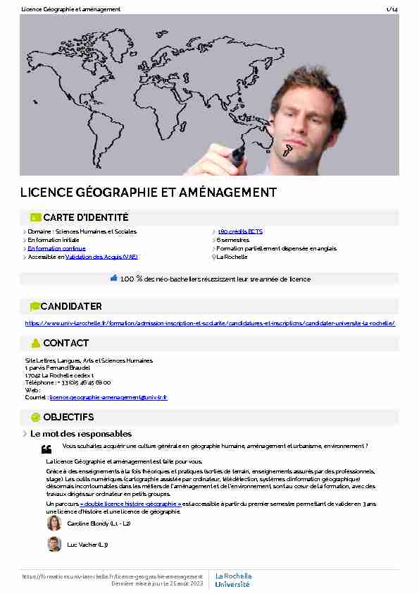 [PDF] Licence Géographie et aménagement - Formations