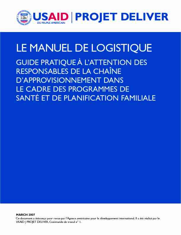 [PDF] Le Manuel de logistique: guide pratique à lattention des  - IAPHL
