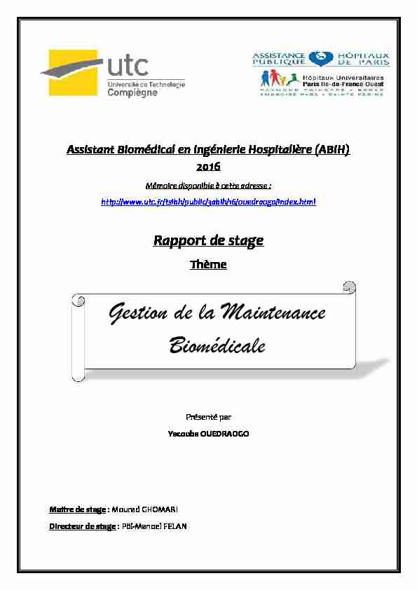 Gestion de la Maintenance Biomédicale-Hôpital Raymond Poincaré