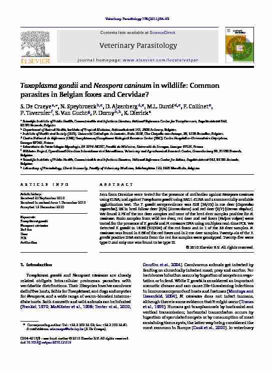 [PDF] Toxoplasma gondii and Neospora caninum in wildlife - Sciensano