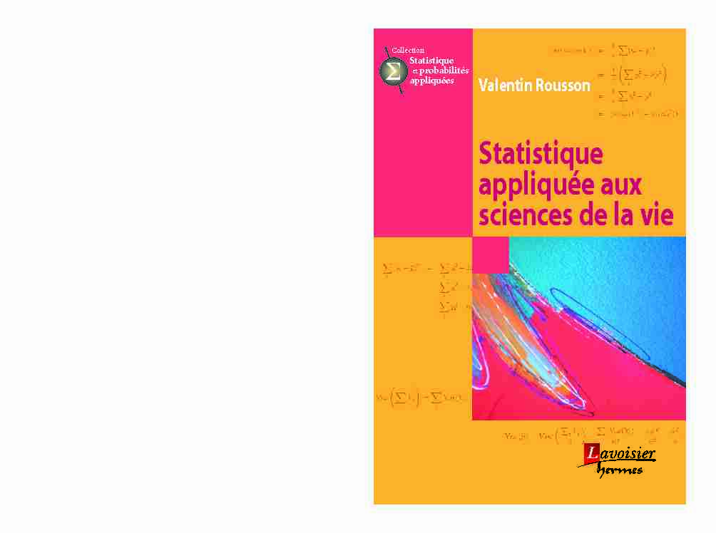 [PDF] Statistique appliquée aux sciences de la vie - Lavoisierfr