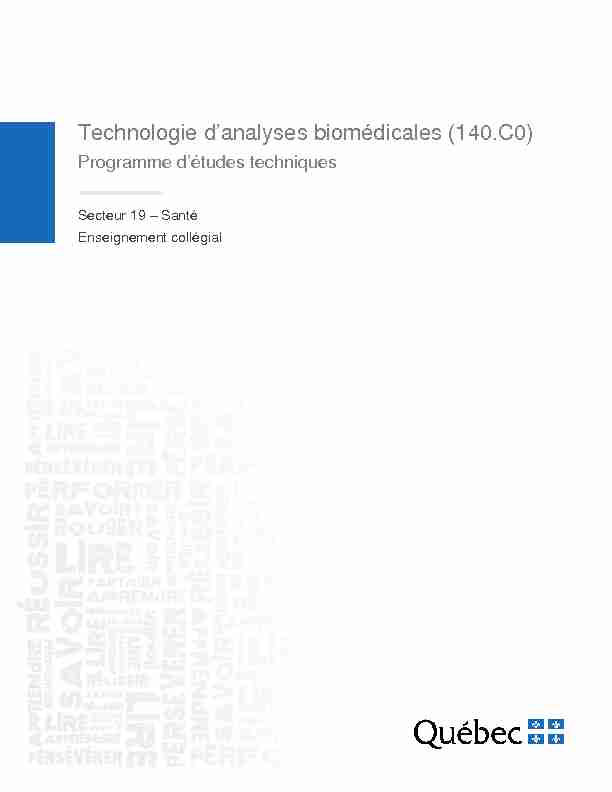 Technologie danalyses biomédicales (140.C0) – Programme d