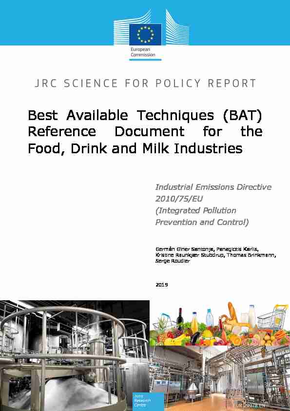 Best Available Techniques (BAT) Reference Document for the Food