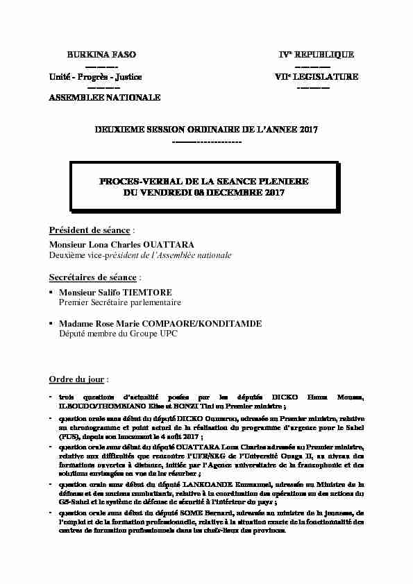 [PDF] -------------------- PROCES-VERBAL DE LA SEANCE PLENIERE DU