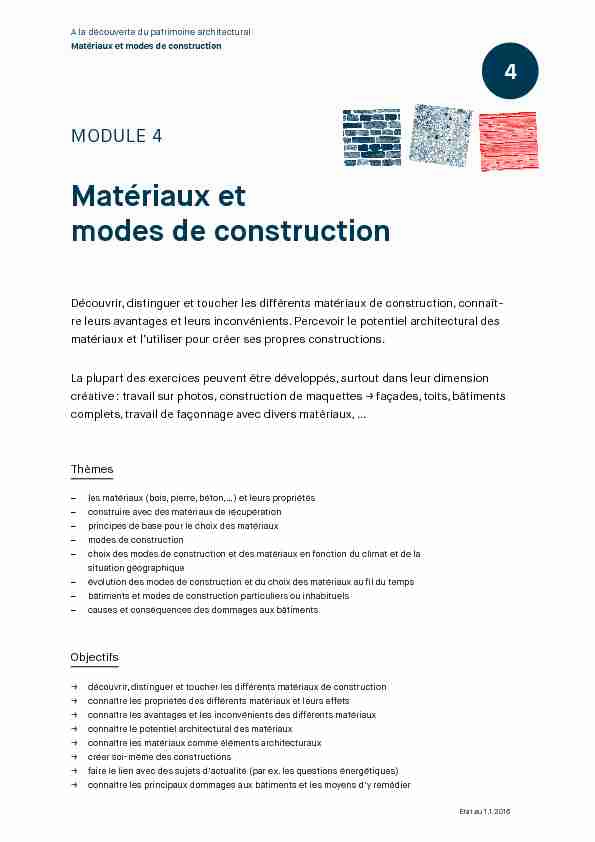 [PDF] Matériaux et modes de construction