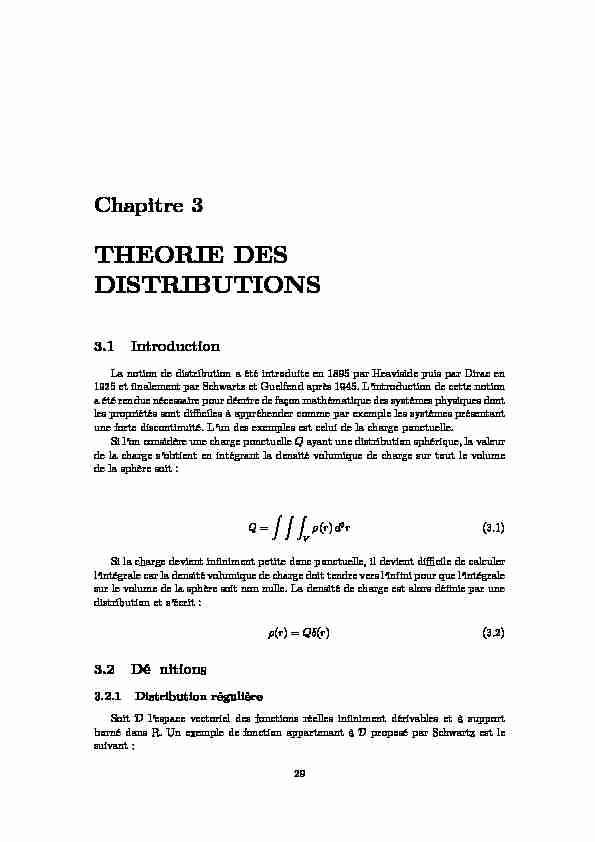 Chapitre 3 - THEORIE DES DISTRIBUTIONS