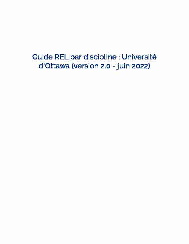 Guide REL par discipline : Université dOttawa (version 2.0 - juin 2022)