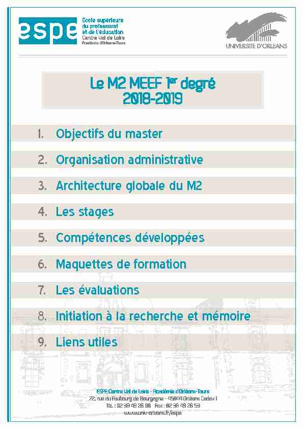 [PDF] Le M2 MEEF 1er degré - Univ-Orléans