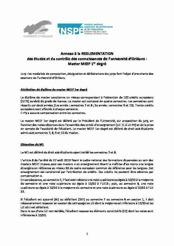 [PDF] Master MEEF 1er deg - Univ-Orléans