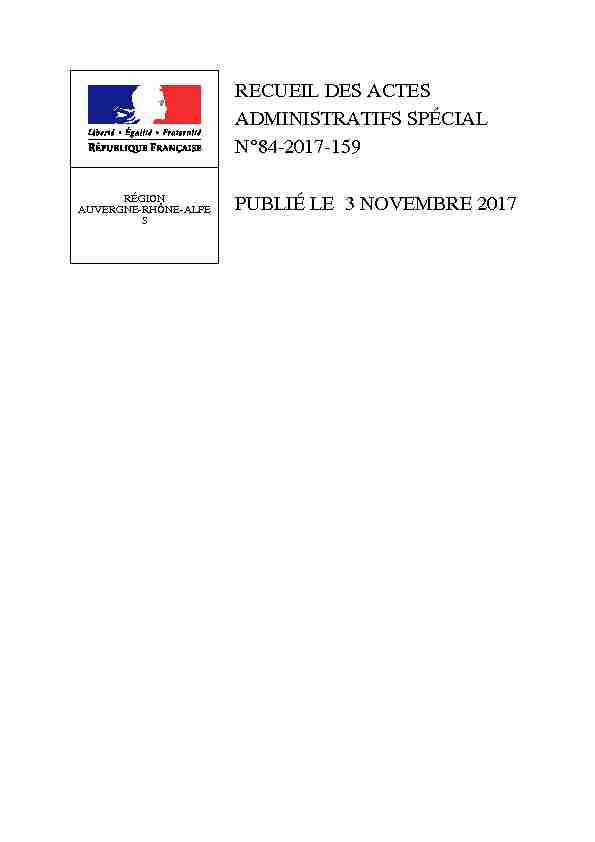 RECUEIL DES ACTES ADMINISTRATIFS SPÉCIAL N°84-2017-159