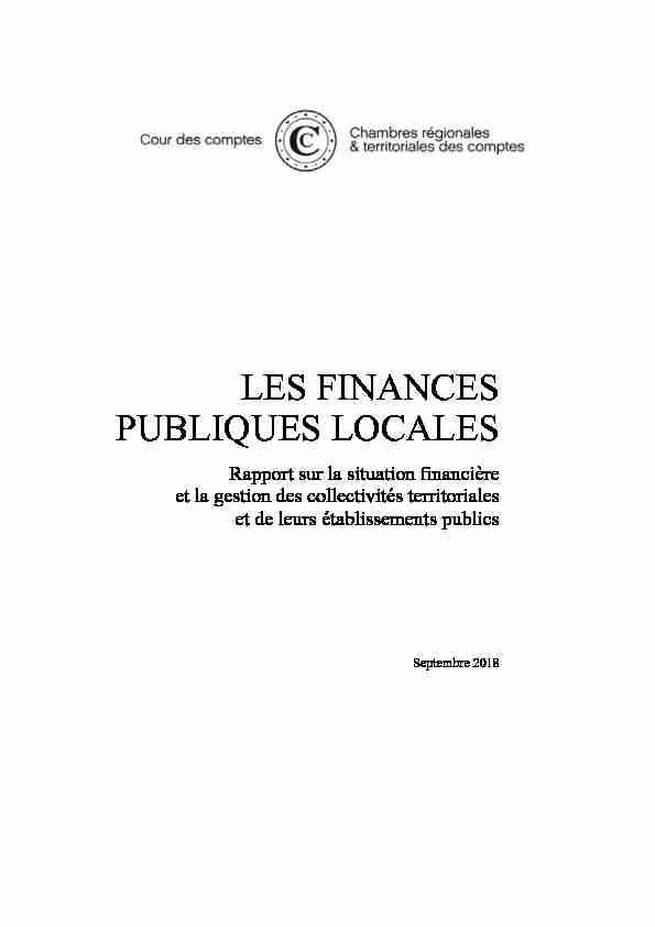 Rapport sur les finances publiques locales 2018