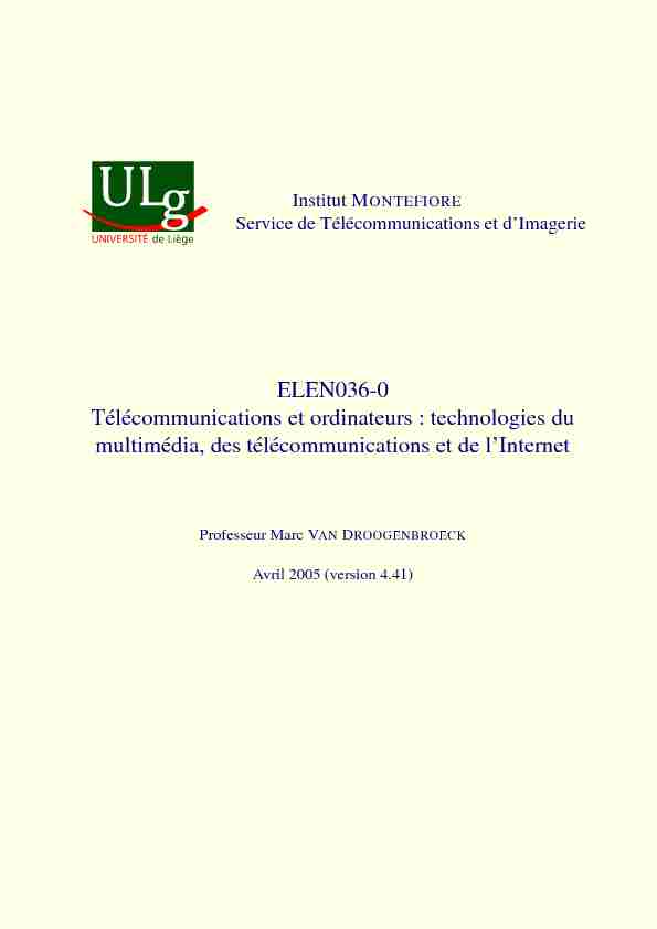 [PDF] ELEN036-0 Télécommunications et ordinateurs - ORBi