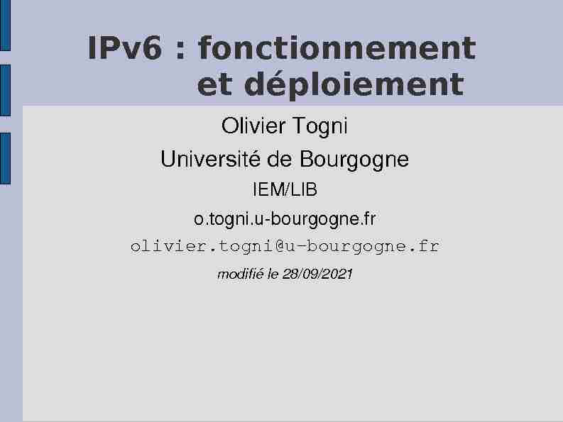 IPv6 : fonctionnement et déploiement