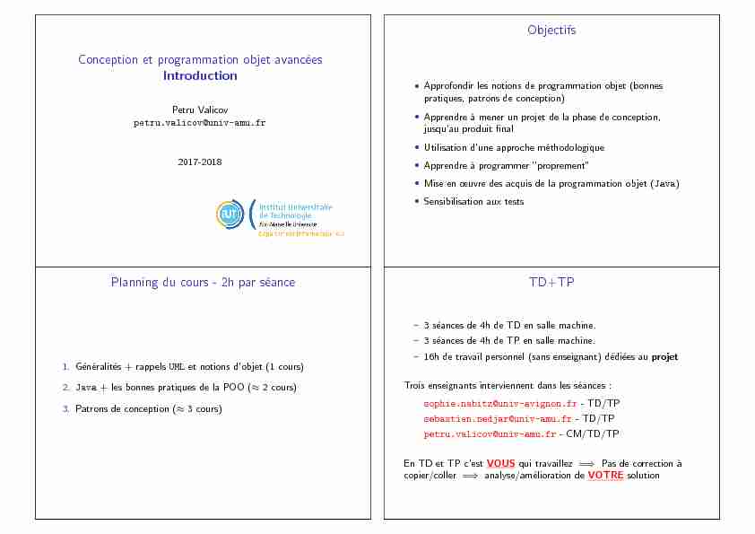 [PDF] Conception et programmation objet avancées Introduction - LIRMM