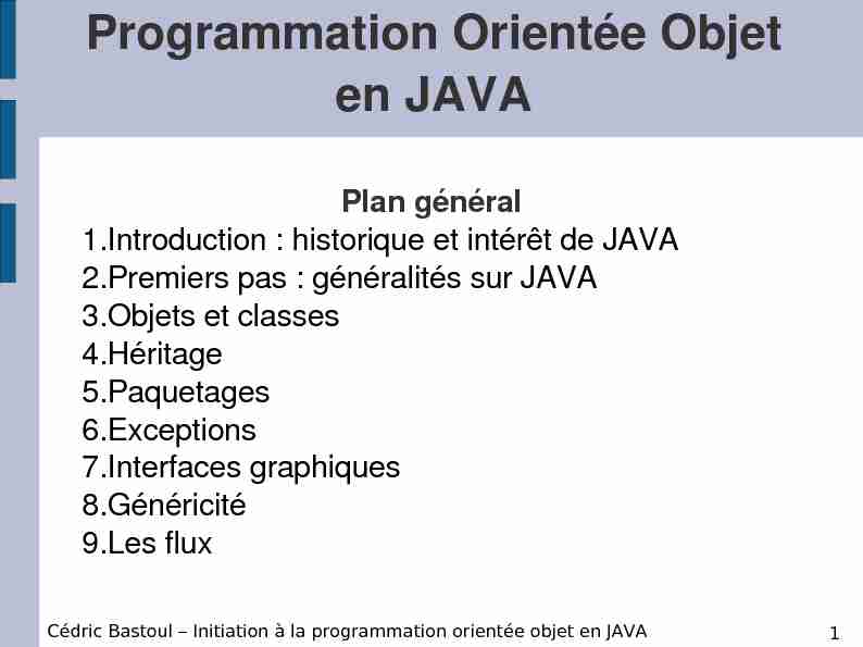 [PDF] Programmation Orientée Objet en JAVA