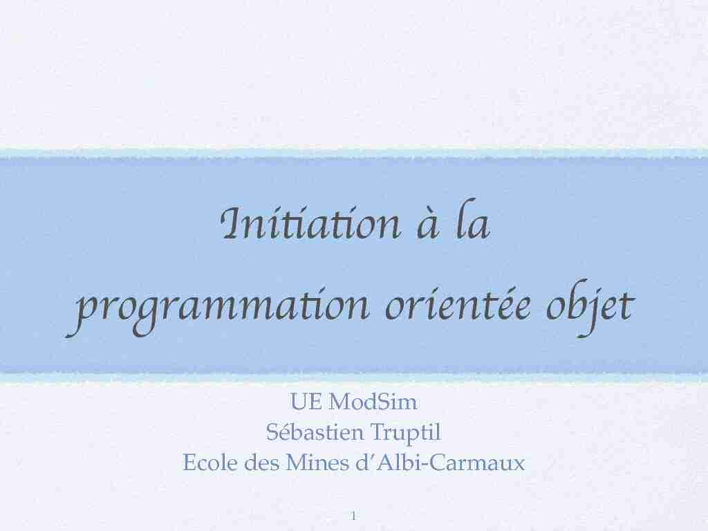 [PDF] Initiation à la programmation orientée objet - Racine du site web des