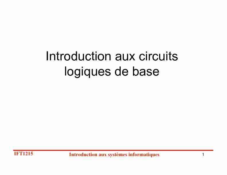 [PDF] Circuits logiques - Département dinformatique et de recherche