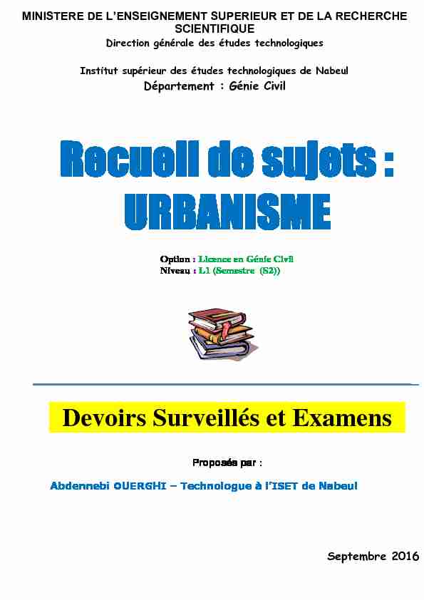 [PDF] Généralités sur lurbanisme - Iset Nabeul