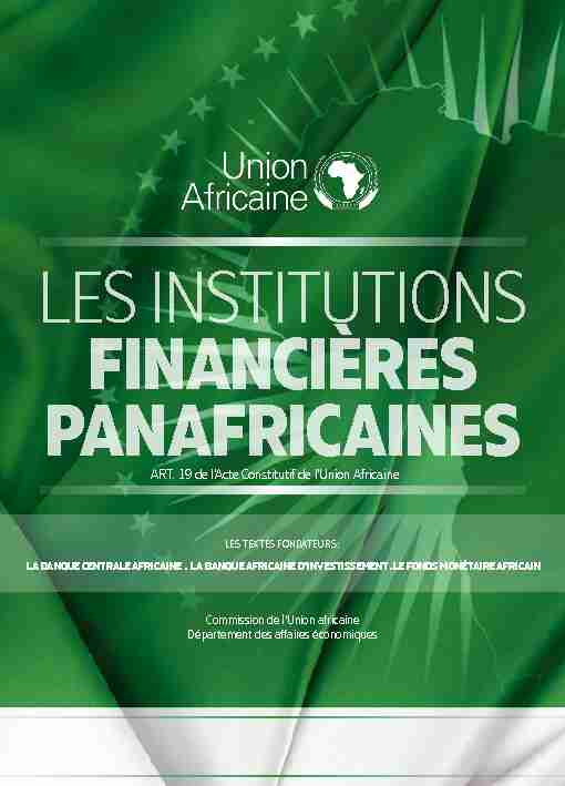 LES INSTITUTIONS FINANCIÈRES PANAFRICAINES