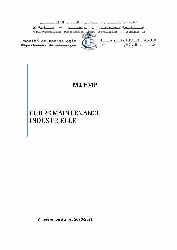m1 fmp cours maintenance industrielle