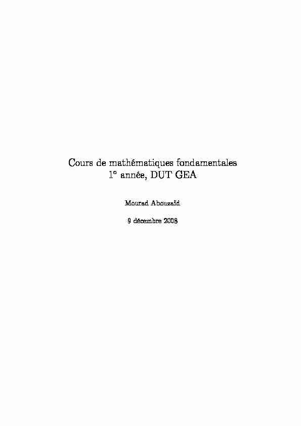 [PDF] Cours de mathématiques fondamentales 1◦ année, DUT GEA