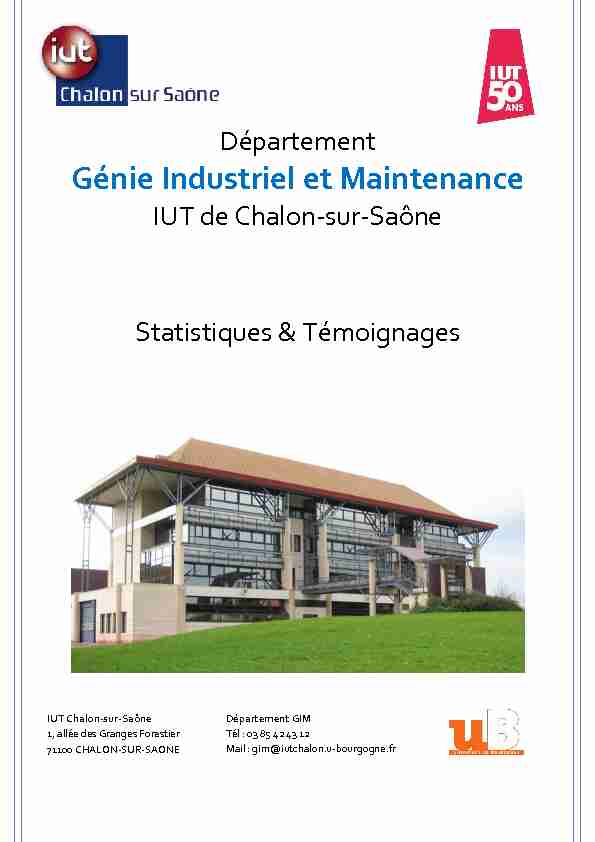 Département Génie Industriel et MaintennceIUT de Chalon-sur-Saône