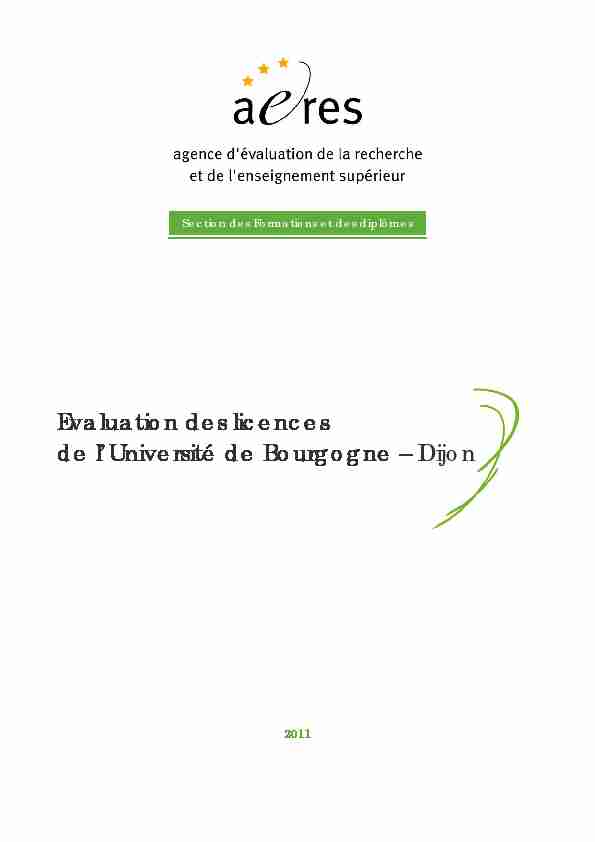 Evaluation des licences de lUniversité de Bourgogne – Dijon