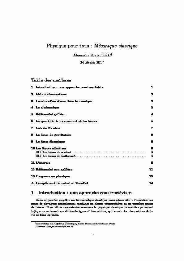 [PDF] Physique pour tous : Mécanique classique - Alexandre Krajenbrink
