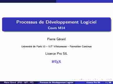 Processus de Développement Logiciel - Cours M14