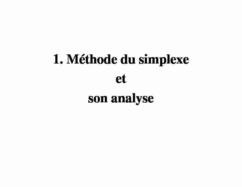 [PDF] 1 Méthode du simplexe et son analyse